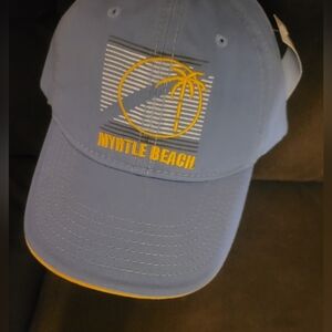 Strand Headwear Palm Tree Logo Blue and Yellow Cotton Hat SZ OS